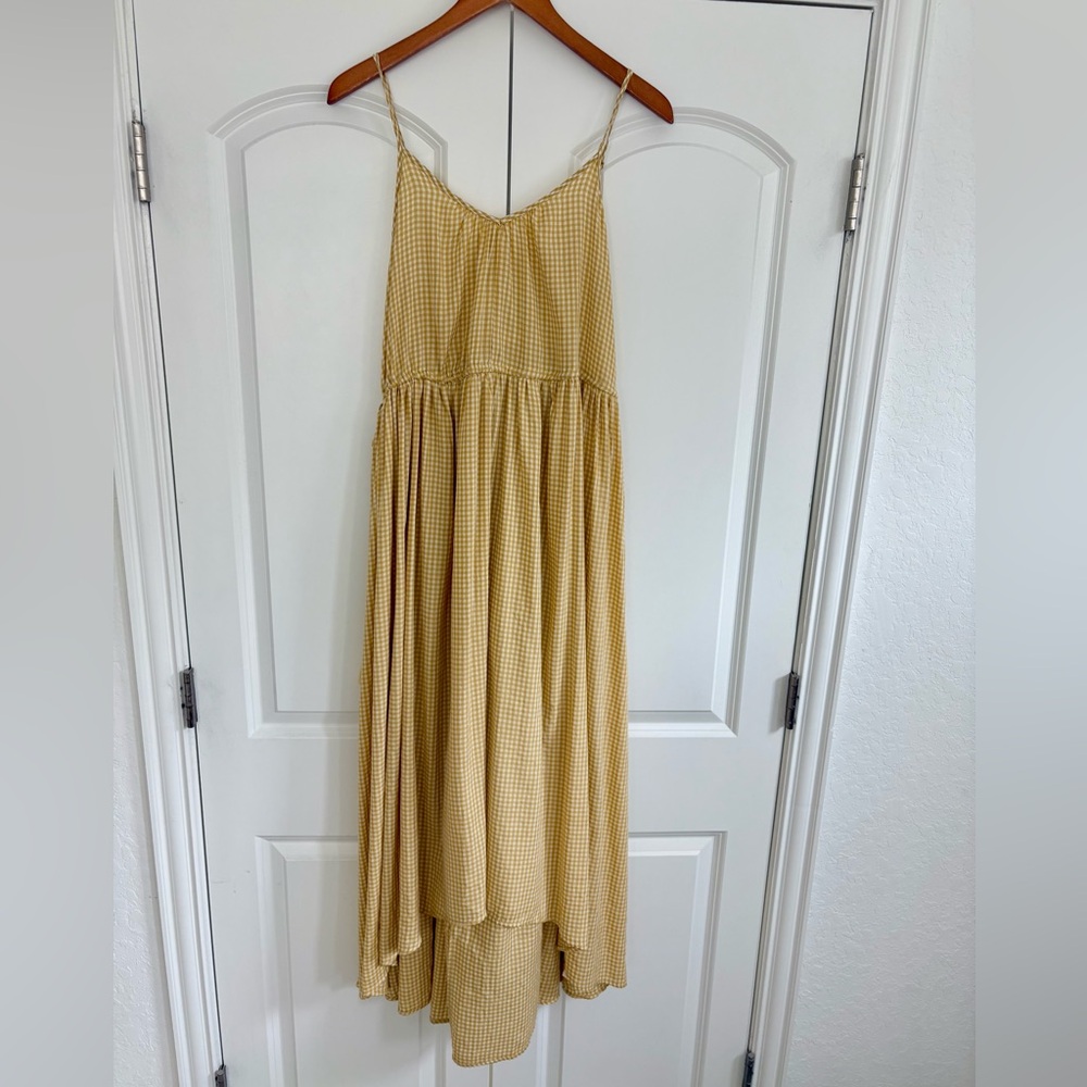 Mustard Yellow Gingham plaid Maxi Dress